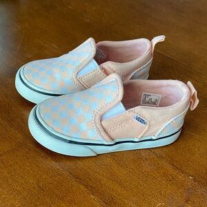 Vans Toddlers Slip-Ons - Peach and White Checkered